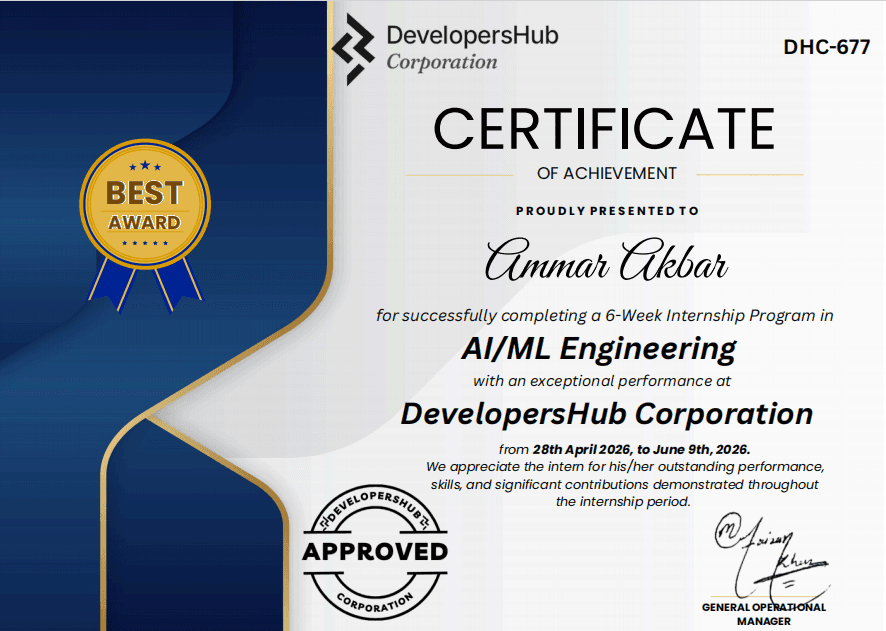 DevelopersHub Corporation Certificate